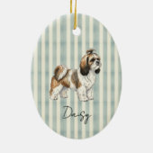 Handgezeichnetes Portrait Wasserfarbe Shih Tzu Keramik Ornament (Hinten)