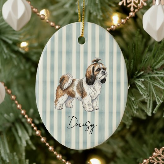 Handgezeichnetes Portrait Wasserfarbe Shih Tzu Keramik Ornament