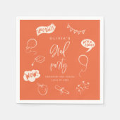Handgezeichnetes Quirky Orange Grad Party Serviette (Vorderseite)