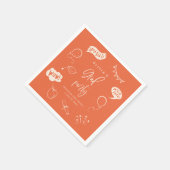 Handgezeichnetes Quirky Orange Grad Party Serviette (Ecke)