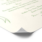 Handgezeichnetes Quriky Bow Green Wedding Bar Drin Poster (Ecke)