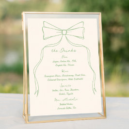 Handgezeichnetes Quriky Bow Green Wedding Bar Drin Poster