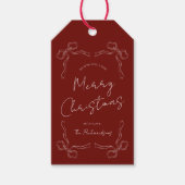 Handgezeichnetes Red Bow Whimsical Einzigartiges W Geschenkanhänger (Vorderseite)