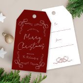 Handgezeichnetes Red Bow Whimsical Einzigartiges W Geschenkanhänger