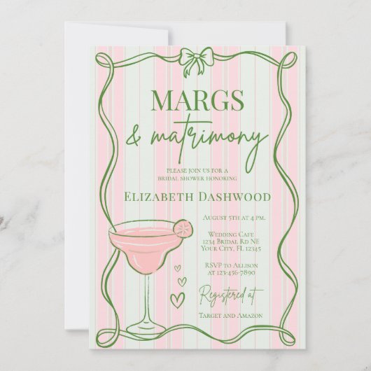 Handgezeichnetes Retro-Brautparty Einladung (Vorderseite)