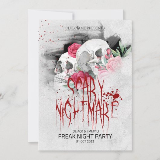 Handgezeichnetes Retro-Halloween-Party Einladung (Vorderseite)