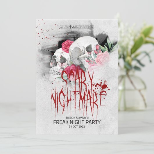 Handgezeichnetes Retro-Halloween-Party Einladung (Stehend Vorderseite)