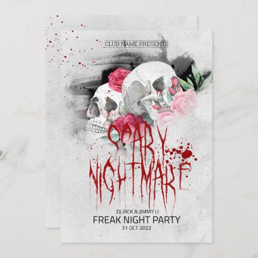 Handgezeichnetes Retro-Halloween-Party Einladung (Vorne/Hinten)