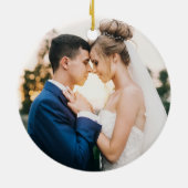 Handgezeichnetes Retro-Hochzeitsauto nur verheirat Keramik Ornament (Hinten)