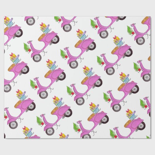 Handgezeichnetes Retro-Roller-Wrapping Paper Geschenkpapier (Flach)