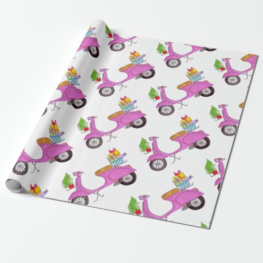Handgezeichnetes Retro-Roller-Wrapping Paper Geschenkpapier (Ungerollt)