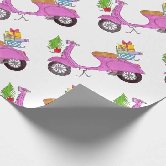 Handgezeichnetes Retro-Roller-Wrapping Paper Geschenkpapier (Ecke)