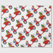Handgezeichnetes Retro-Roller-Wrapping Paper Geschenkpapier (Flach)