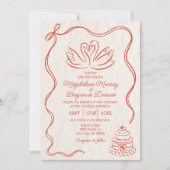 Handgezeichnetes Retro-Swans-Foto Einladung (Vorderseite)