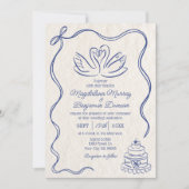 Handgezeichnetes Retro-Swans-Foto Einladung (Vorderseite)