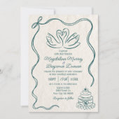 Handgezeichnetes Retro-Swans-Foto Einladung (Vorderseite)