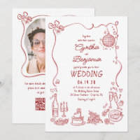 Handgezeichnetes Retro-Whimsical-Burgund-Weihnacht