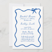 Handgezeichnetes Ribbon Whimsical Blue Brautparty Einladung (Vorderseite)