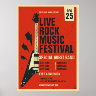 Handgezeichnetes Rockfestival Template Poster