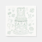 Handgezeichnetes Rokoko Soft Renaissance Coquette Serviette (Vorderseite)