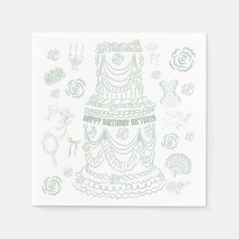 Handgezeichnetes Rokoko Soft Renaissance Coquette Serviette