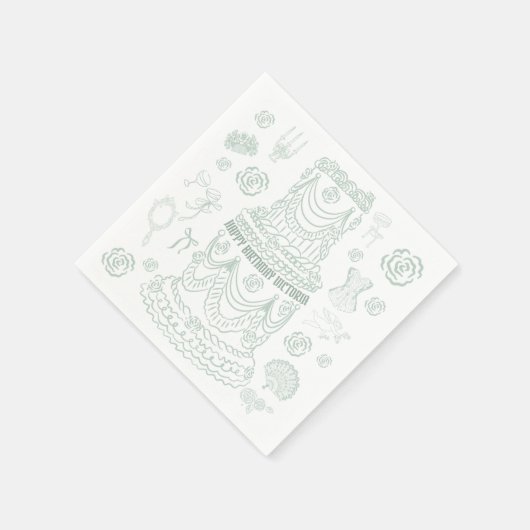 Handgezeichnetes Rokoko Soft Renaissance Coquette  Serviette (Ecke)