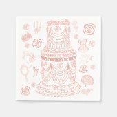 Handgezeichnetes Rokoko Soft Renaissance Coquette Serviette (Vorderseite)