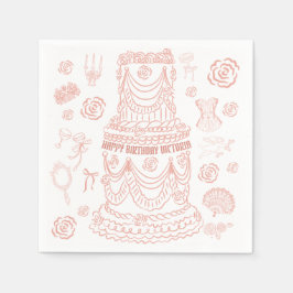 Handgezeichnetes Rokoko Soft Renaissance Coquette Serviette