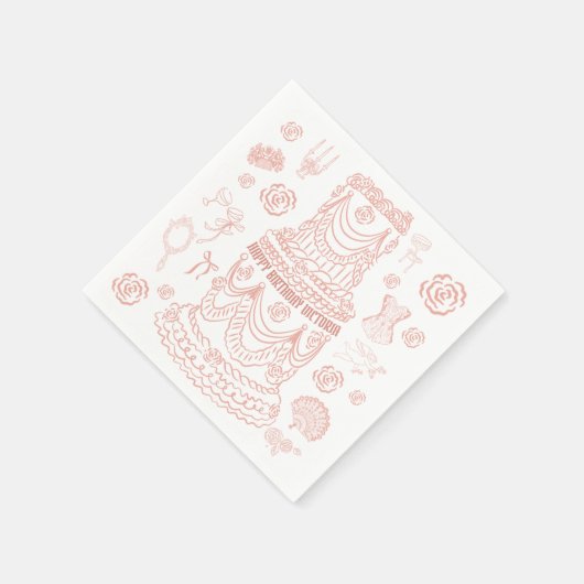 Handgezeichnetes Rokoko Soft Renaissance Coquette Serviette (Ecke)