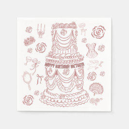 Handgezeichnetes Rokoko Soft Renaissance Coquette Serviette