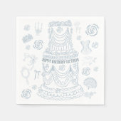 Handgezeichnetes Rokoko Soft Renaissance Coquette Serviette (Vorderseite)