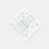 Handgezeichnetes Rokoko Soft Renaissance Coquette Serviette (Ecke)