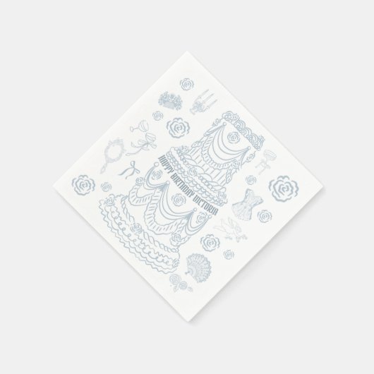 Handgezeichnetes Rokoko Soft Renaissance Coquette Serviette (Ecke)