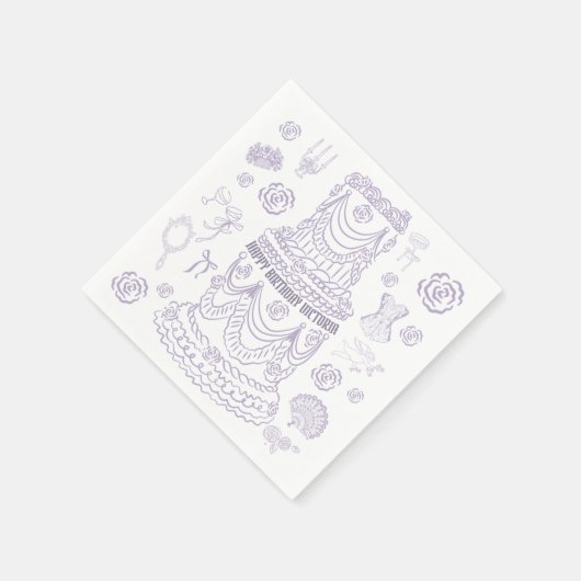 Handgezeichnetes Rokoko Soft Renaissance Coquette Serviette (Ecke)