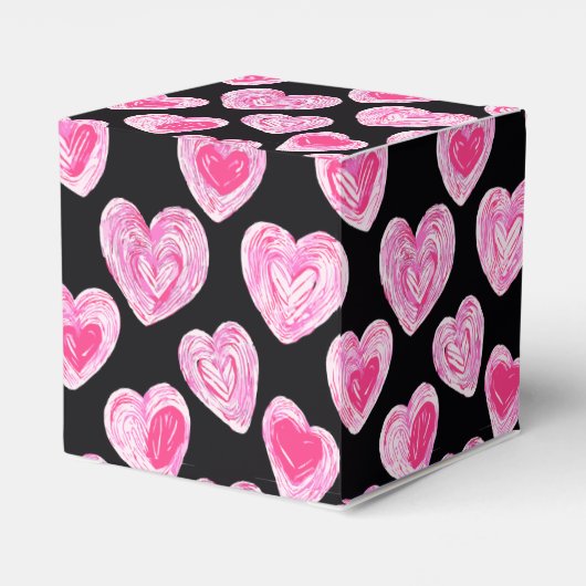 Handgezeichnetes Romantisches rosa Herzchen Valent Geschenkschachtel (Rückseite)