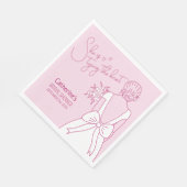 Handgezeichnetes rosa Bow Hochzeitskraut-Brautpart Serviette (Ecke)