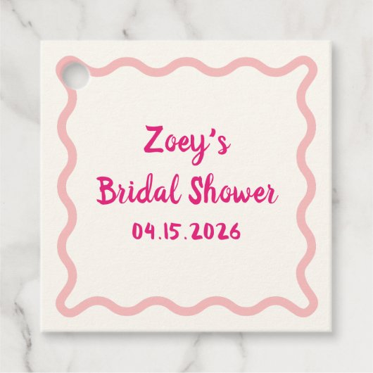Handgezeichnetes, rosa Brautparty, wavy Border Nie Geschenkanhänger (Vorderseite)