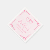 Handgezeichnetes rosa Herz Brautparty Papier Napki Serviette (Ecke)