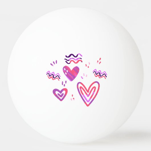 Handgezeichnetes rosa Herz Valentinmuster Tischtennisball (Rückseite)