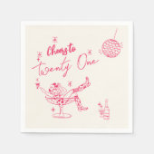 Handgezeichnetes rosa Küstenstreifen Mädchen 21. G Serviette (Vorderseite)