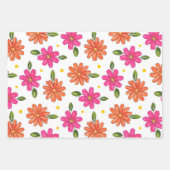 Handgezeichnetes Rosa, orange Blume Geschenkpapier Set (Vorderseite 3)