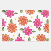 Handgezeichnetes Rosa, orange Blume Geschenkpapier Set (Vorderseite 2)