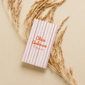 Handgezeichnetes Rosa Orange Whimsy Boho Unique Visitenkarte