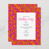 Handgezeichnetes, rosa Orange Zinnia Abstraktes Mu Einladung (Vorne/Hinten)