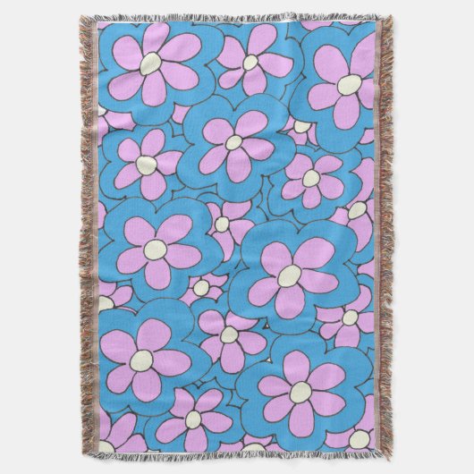 Handgezeichnetes Rosa und blaue Blume Decke (Vorderseite Vertikal)