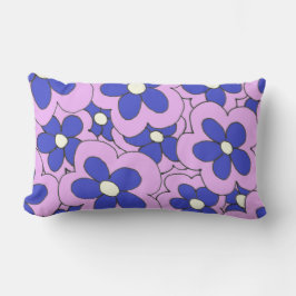 Handgezeichnetes Rosa und blaue Blume Lendenkissen