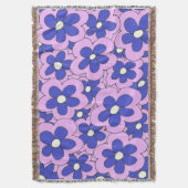 Handgezeichnetes rosa und blaues Blume-Design Decke (Vorderseite Vertikal)