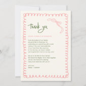 Handgezeichnetes Rosa und grünes Hochzeitssemble-F Dankeskarte (Rückseite)