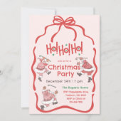 Handgezeichnetes Rosa Vintages Weihnachtsfest Part Einladung (Vorderseite)