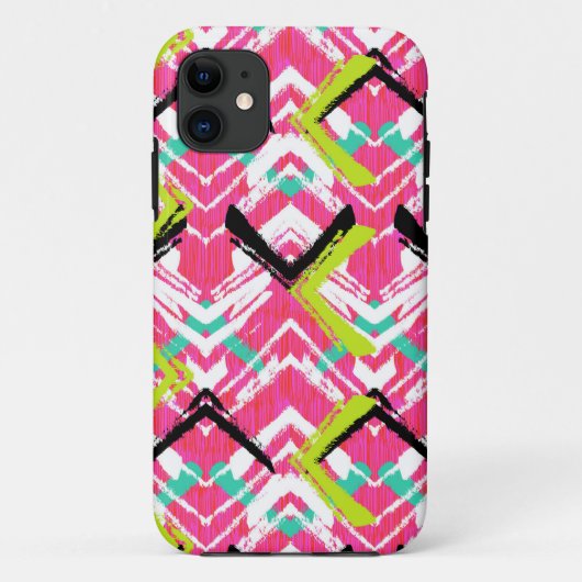 Handgezeichnetes Rosa Zickzack-Muster Case-Mate iPhone Hülle (Rückseite)